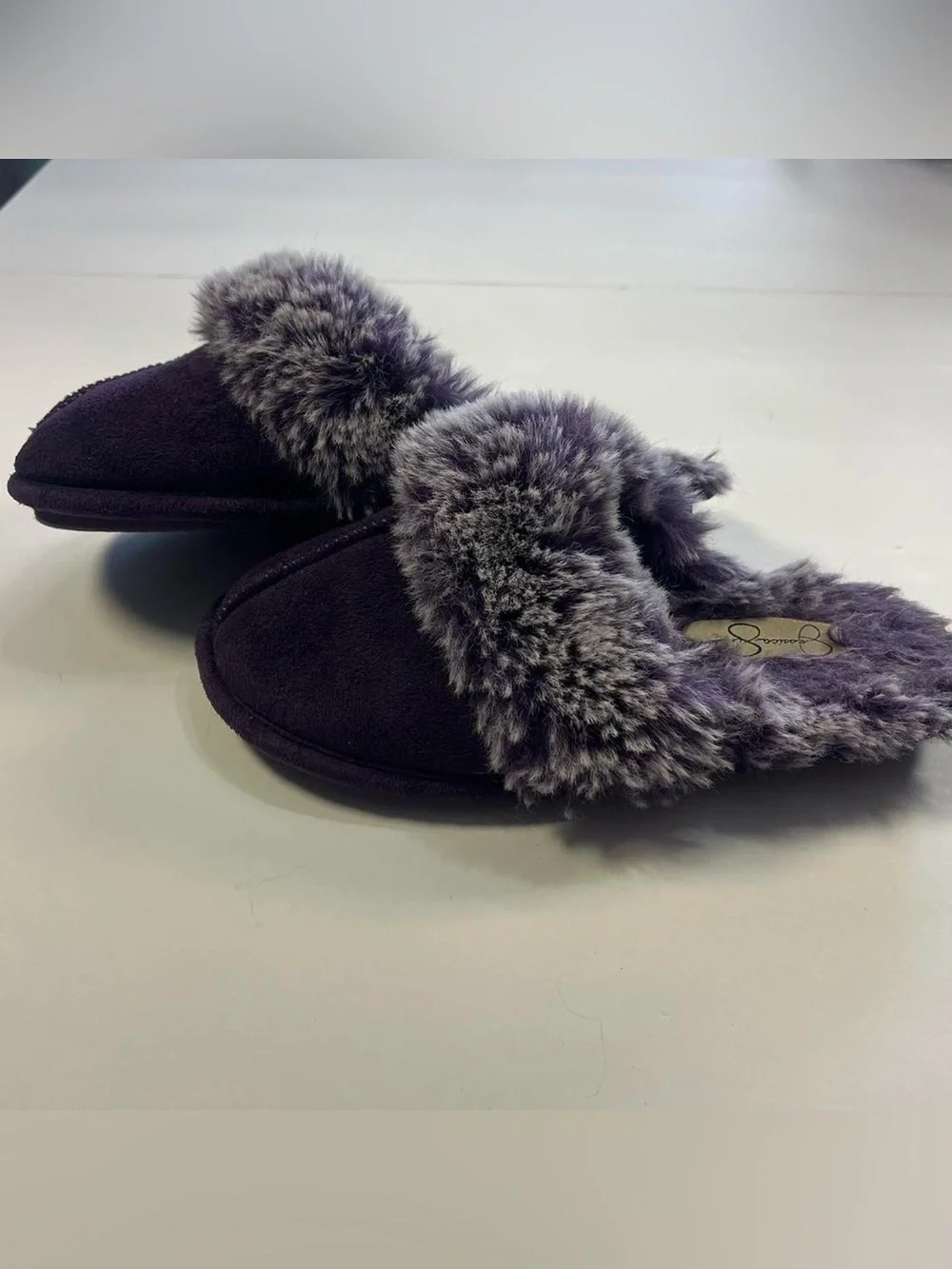 Jessica Simpson Kids Purple Micro-Suede Scuff Slippers Size Large 2-3 Faux Fur